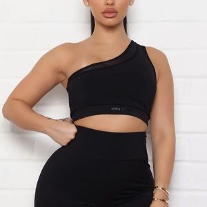 NWT Fashion Nova Sport Bra Side Strap SZ XL in Black